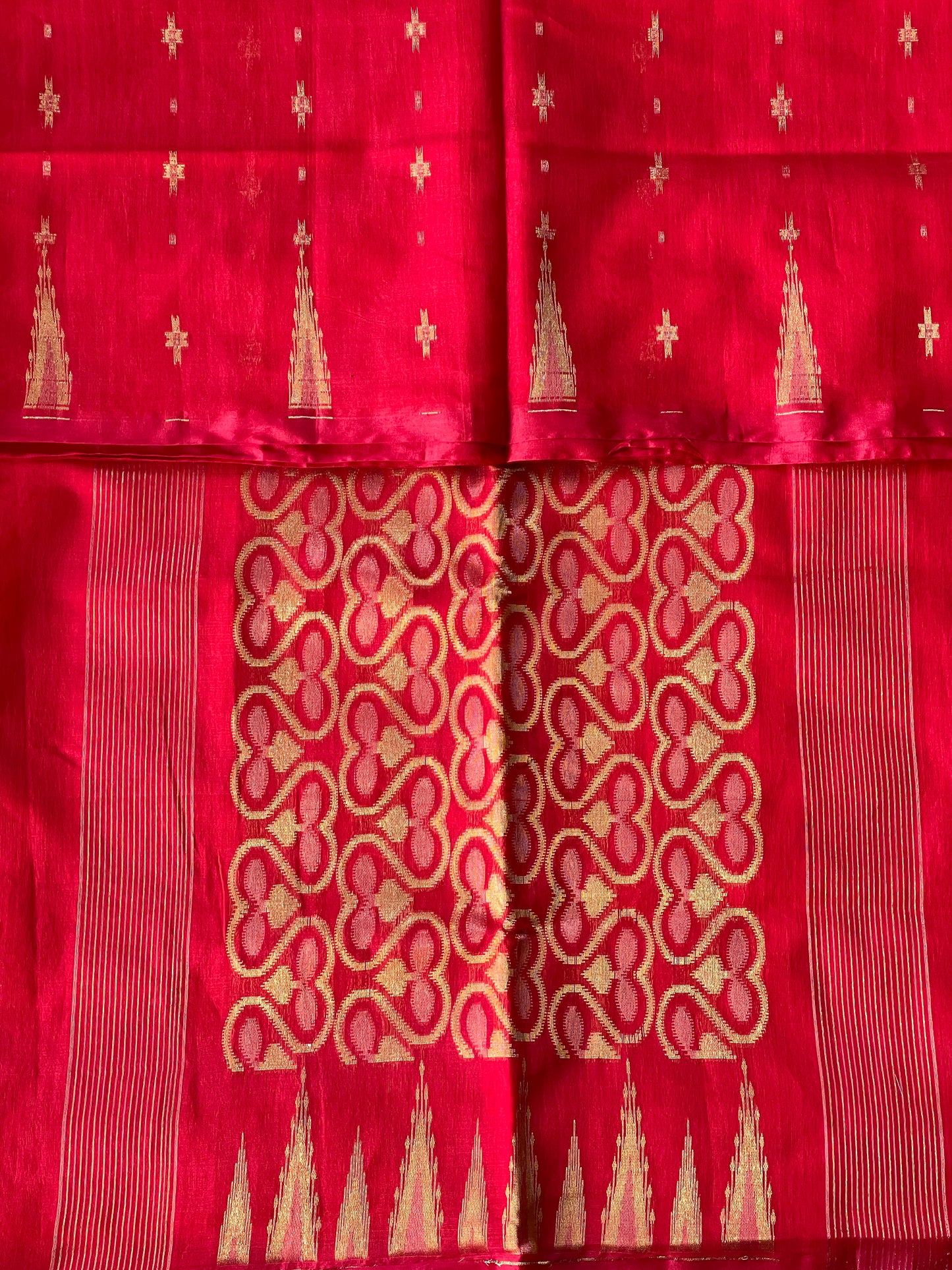 Red Cotton Silk Saree