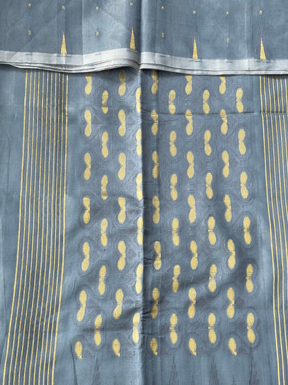 Ash Blue Cotton Silk Saree
