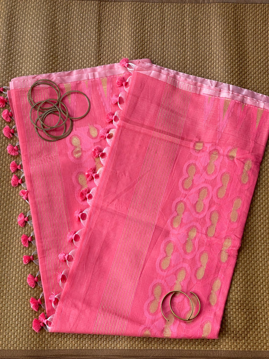 Rani Pink Cotton Silk Saree