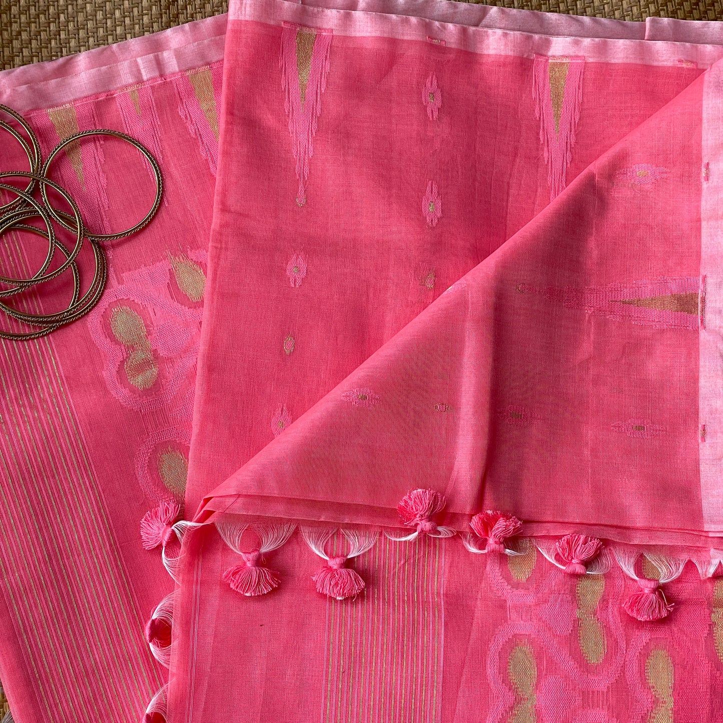 Rani Pink Cotton Silk Saree