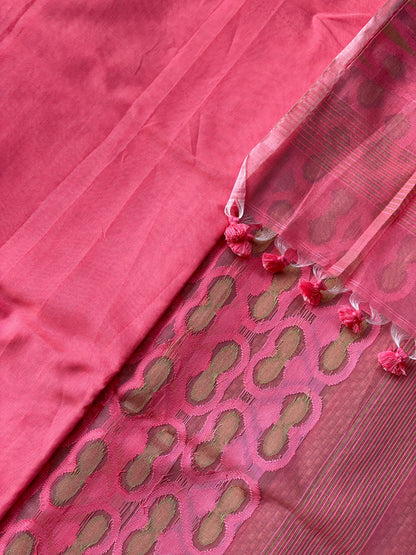 Rani Pink Cotton Silk Saree