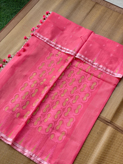 Rani Pink Cotton Silk Saree
