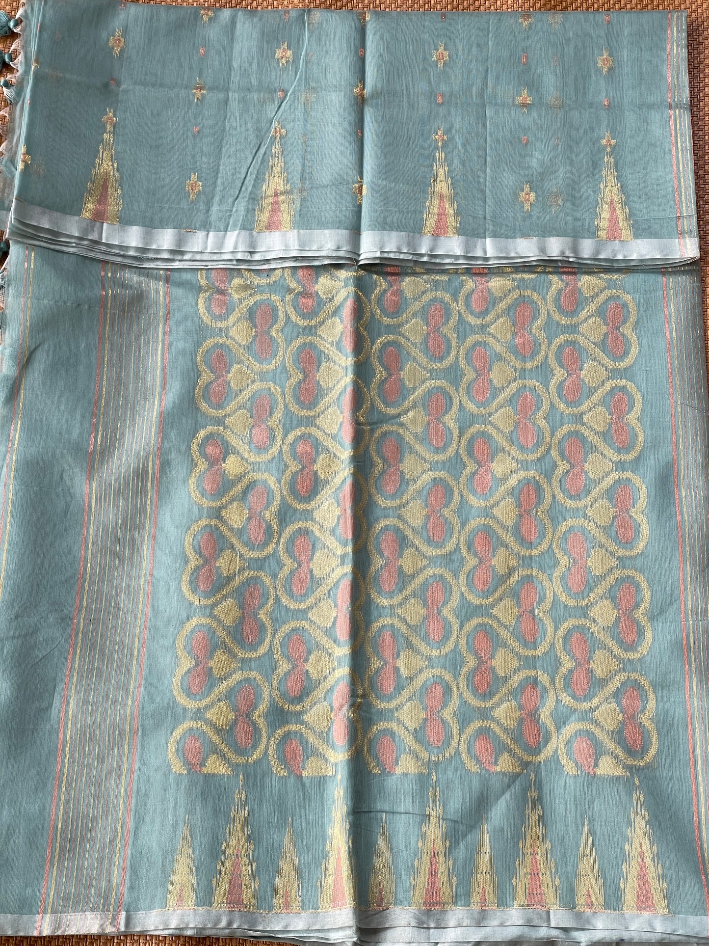 Aqua Cotton Silk Saree