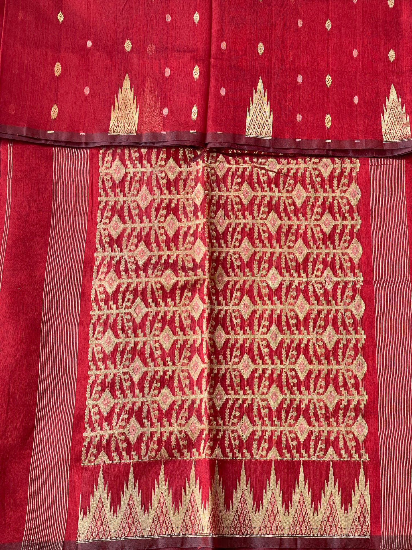 Maroon Cotton Silk Saree With Zari Pallu