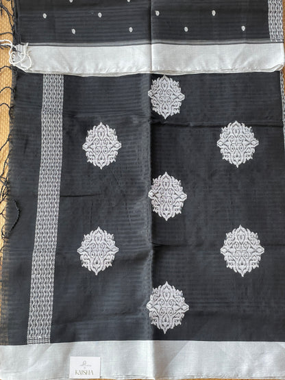 Black Mercerised Cotton Saree