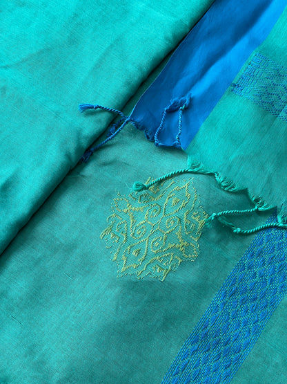 Teal Mercerised Cotton Saree