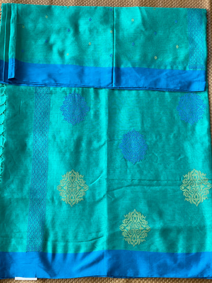 Teal Mercerised Cotton Saree