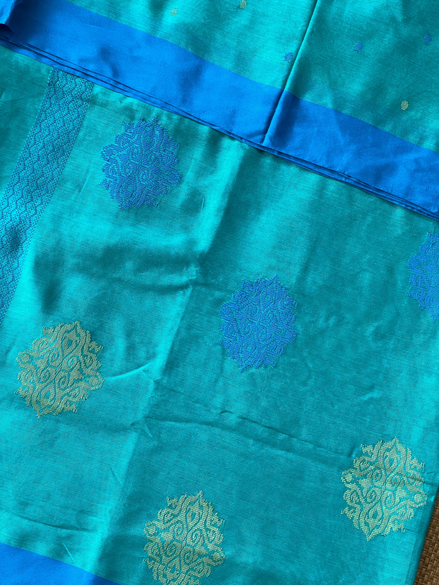 Teal Mercerised Cotton Saree
