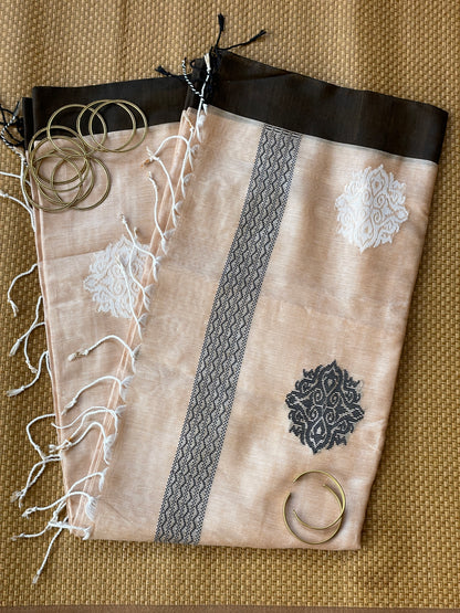 Beige Mercerised Cotton Saree