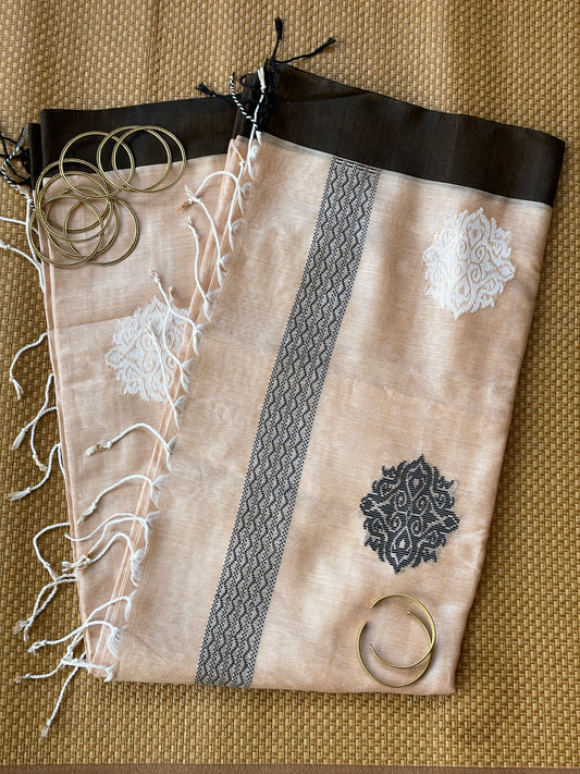 Beige Mercerised Cotton Saree