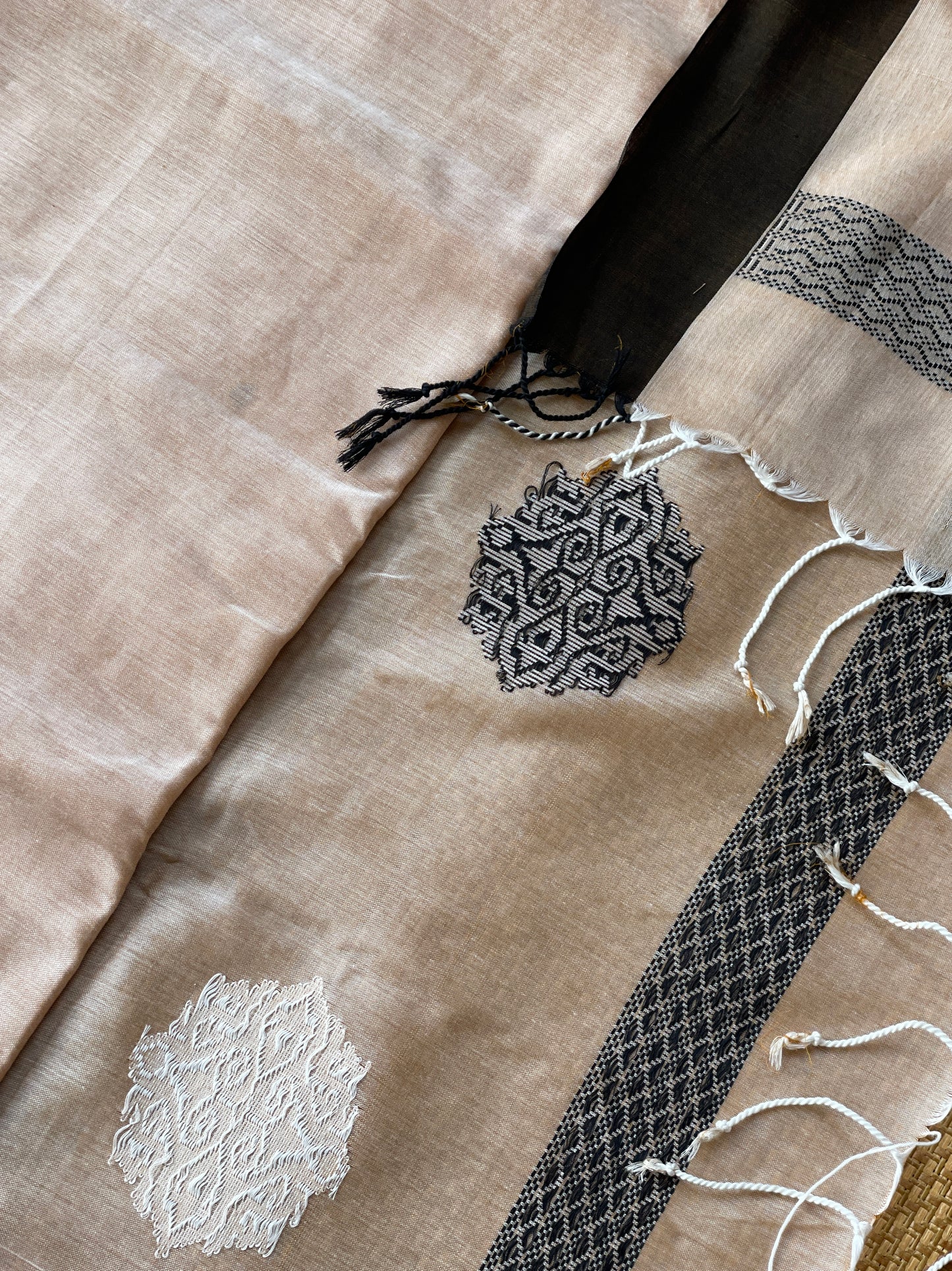 Beige Mercerised Cotton Saree