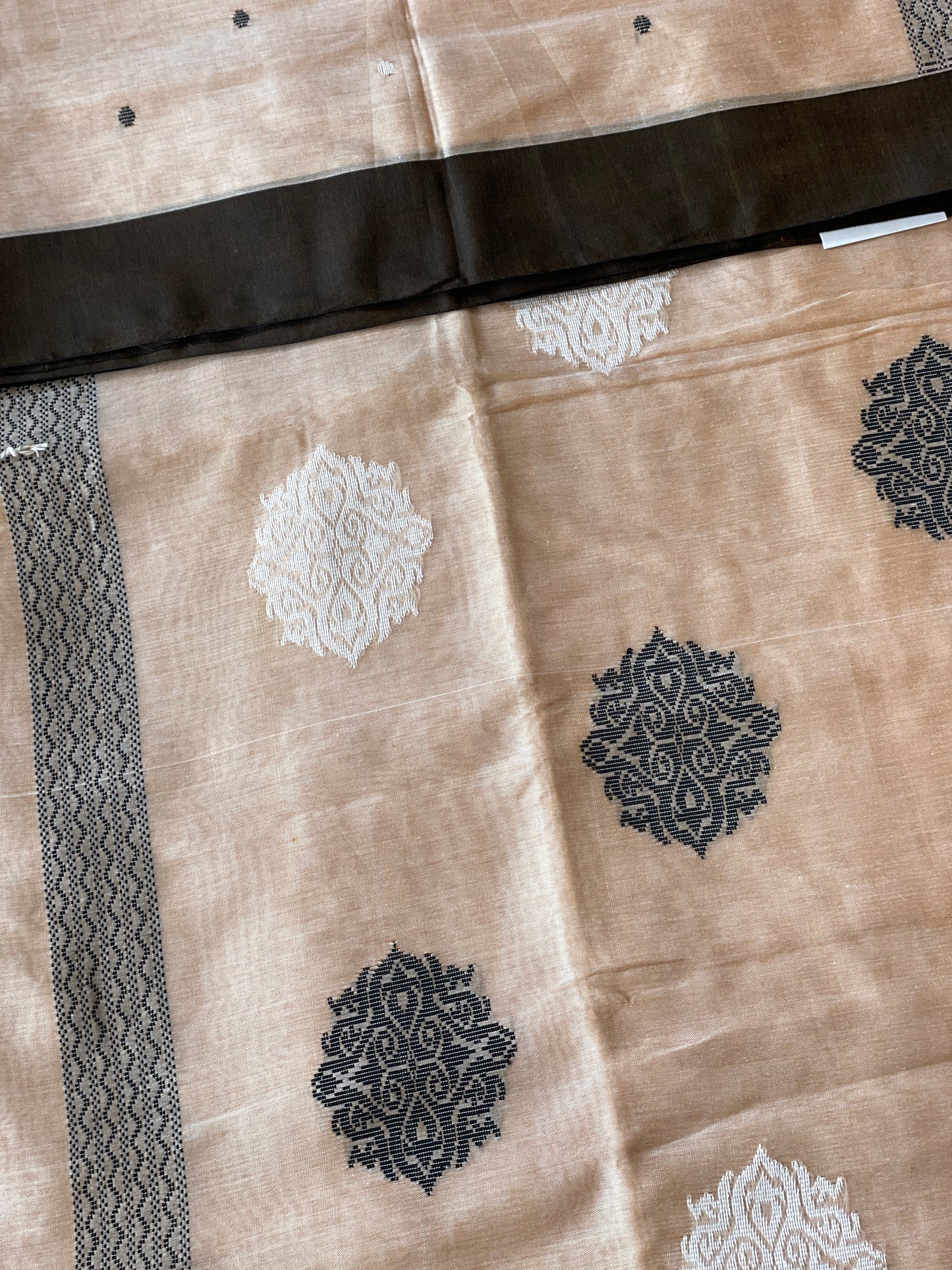 Beige Mercerised Cotton Saree