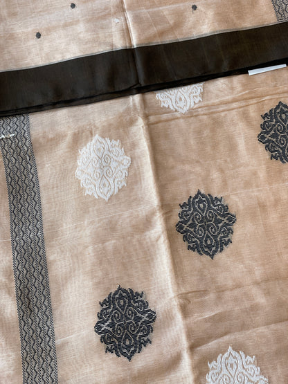 Beige Mercerised Cotton Saree