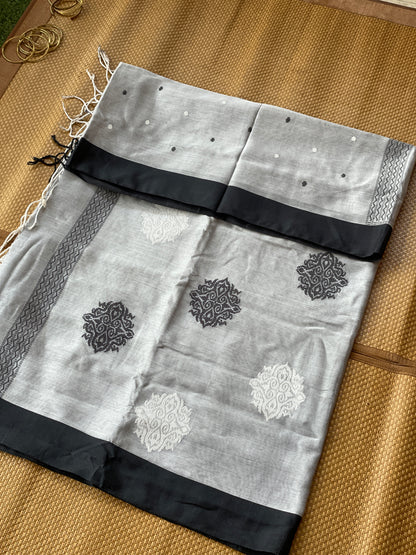 Grey Mercerised Cotton Saree