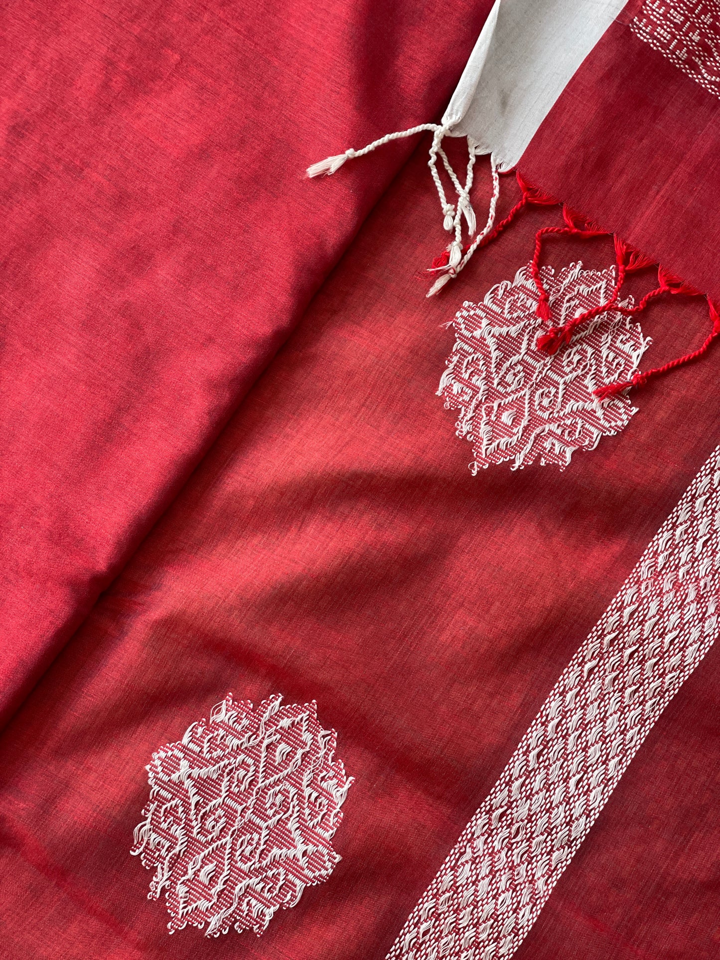 Crimson Red Mercerised Cotton Saree
