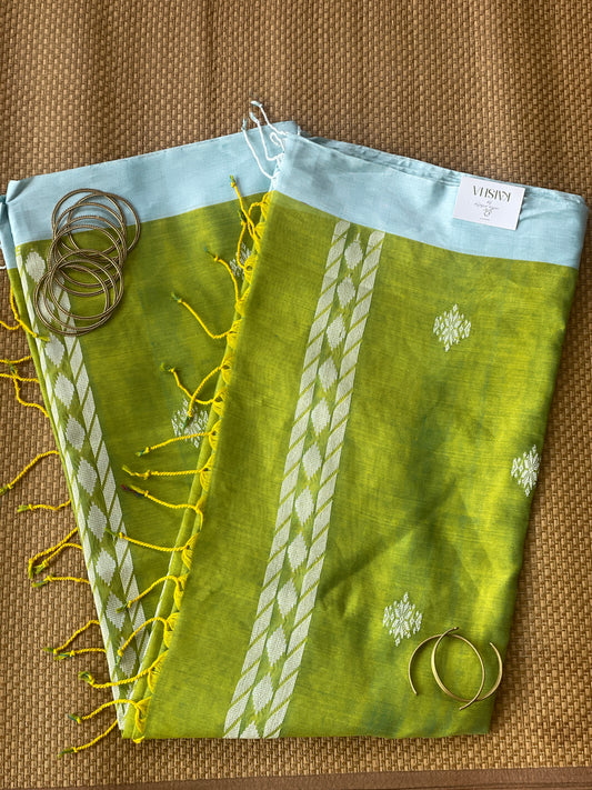 Mehendi Green Mercerised Cotton Saree