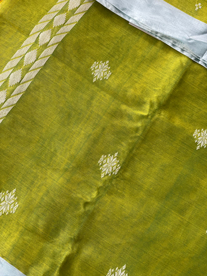 Mehendi Green Mercerised Cotton Saree