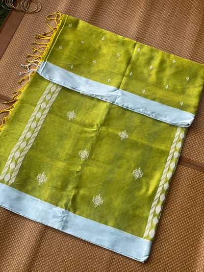 Mehendi Green Mercerised Cotton Saree