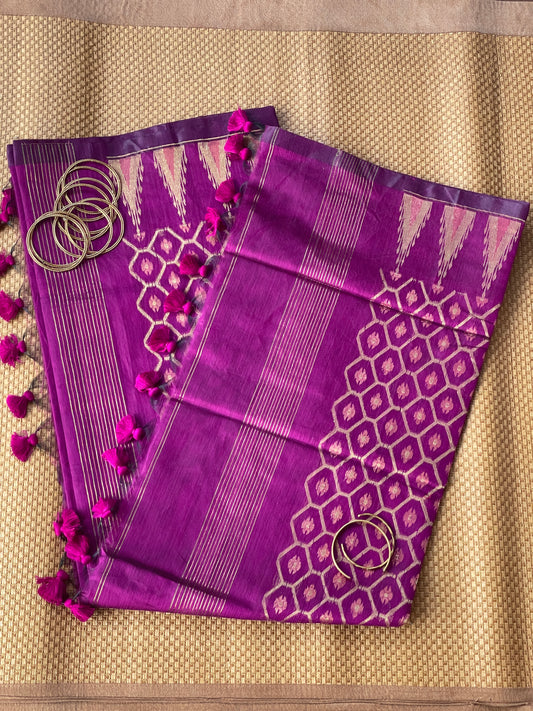 Violet Cotton Silk Saree