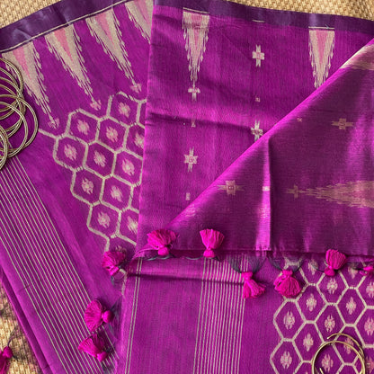 Violet Cotton Silk Saree