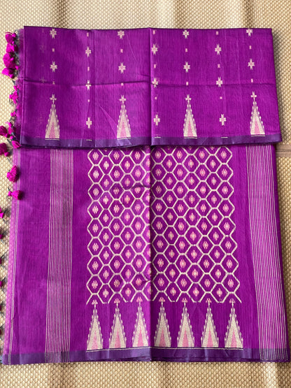 Violet Cotton Silk Saree