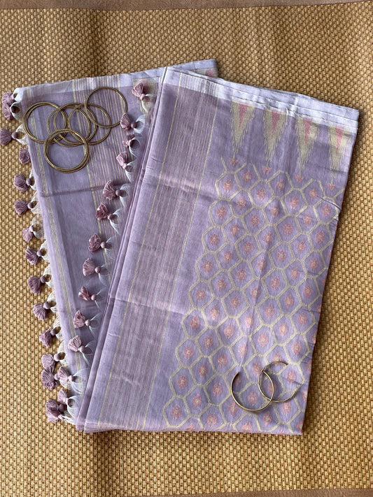 Soft Lavender Cotton Silk Saree