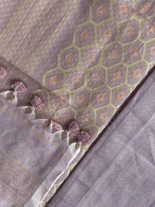 Soft Lavender Cotton Silk Saree