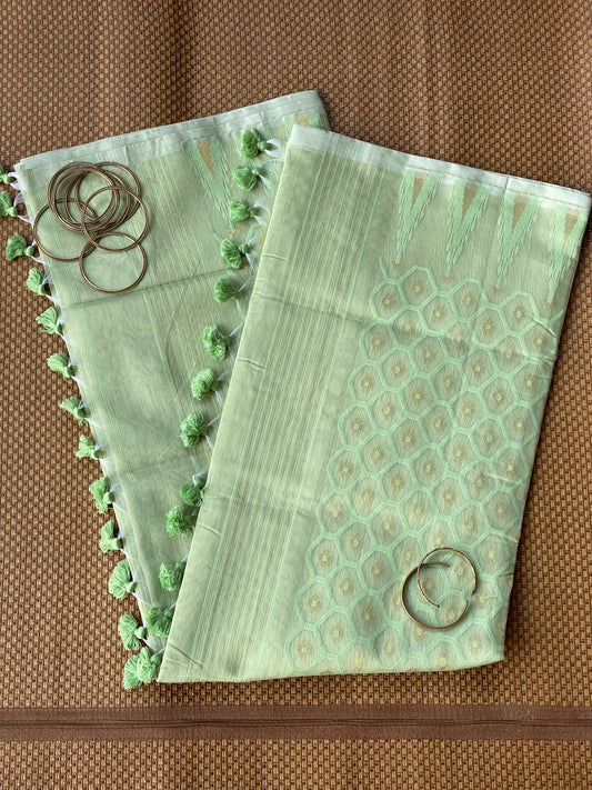 Light Green Cotton Silk Saree