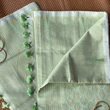 Light Green Cotton Silk Saree