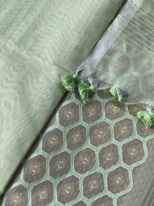 Light Green Cotton Silk Saree