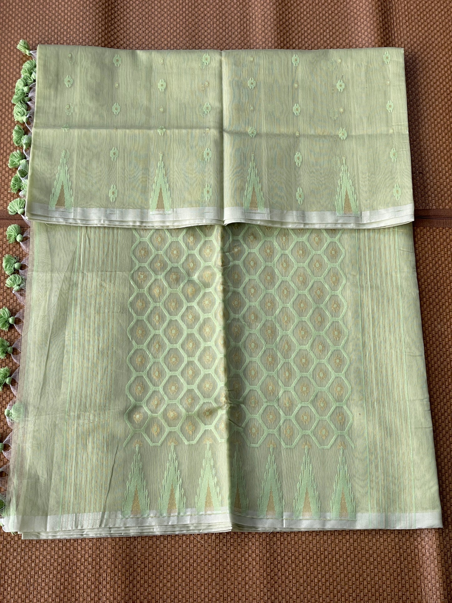 Light Green Cotton Silk Saree