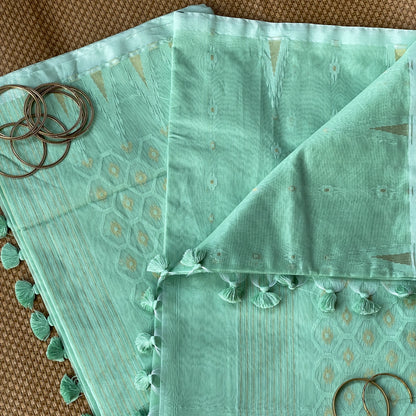Sea Green Cotton Silk Saree