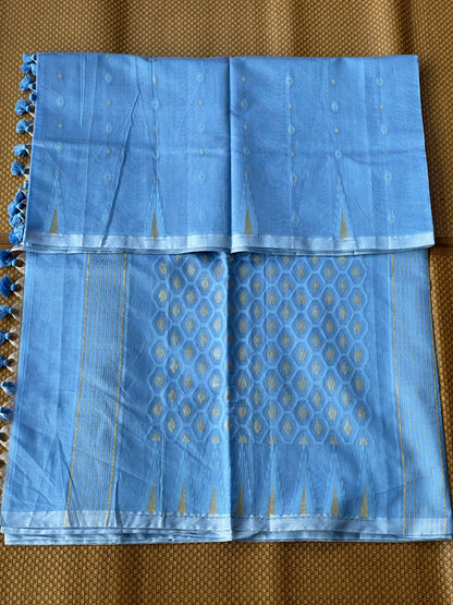 Blue Cotton Silk Saree