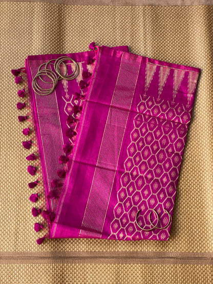 Magenta Pink Cotton Silk Saree