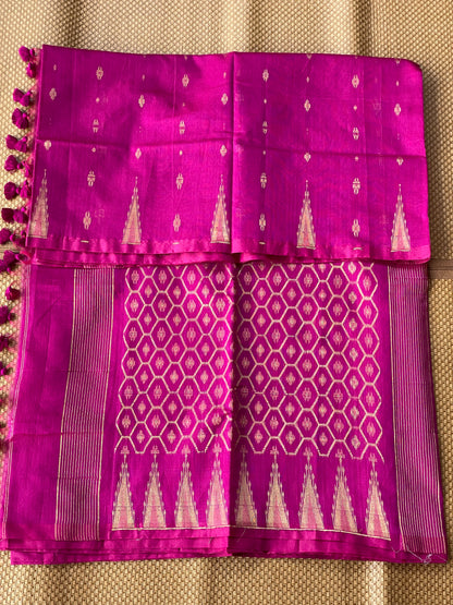 Magenta Pink Cotton Silk Saree