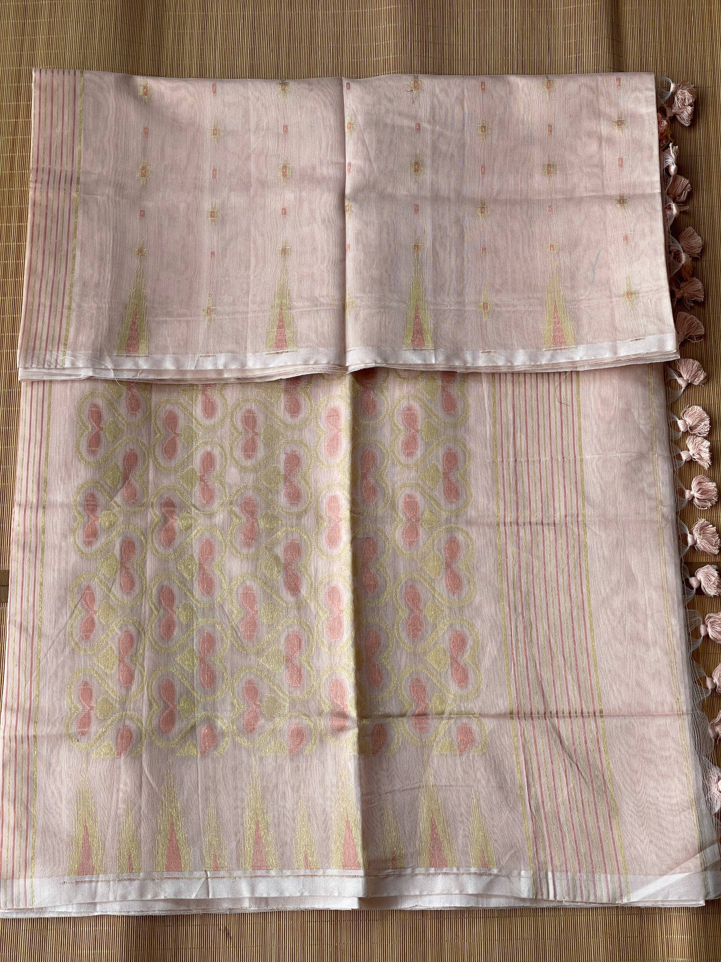 Beige Dual Zari Cotton Silk Saree