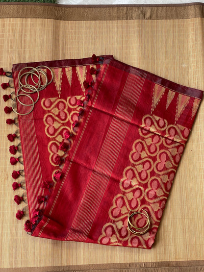 Maroon Dual Zari Cotton Silk Saree
