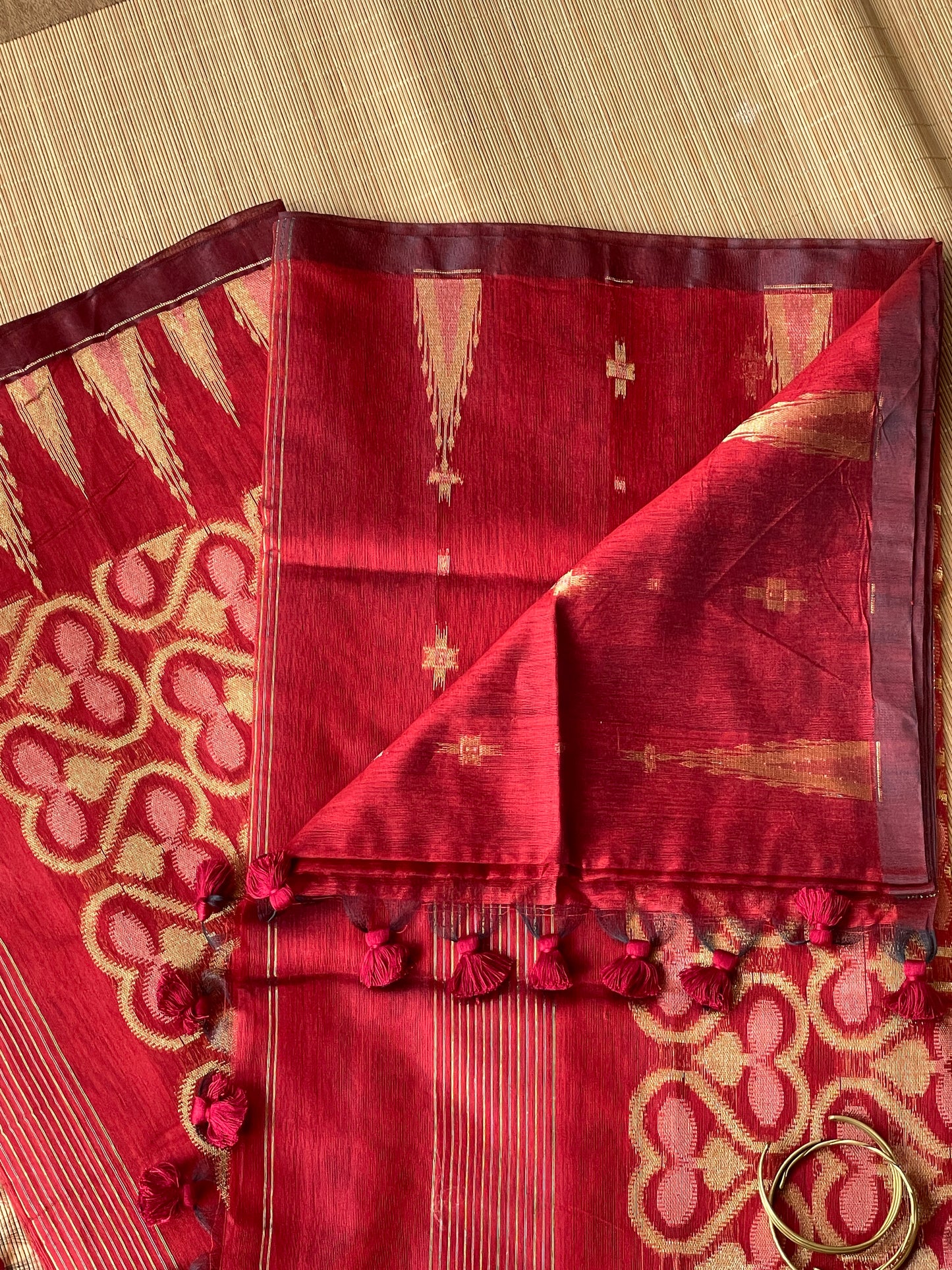 Maroon Dual Zari Cotton Silk Saree