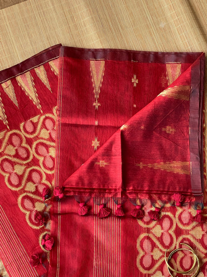 Maroon Dual Zari Cotton Silk Saree