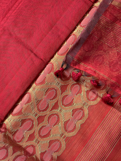 Maroon Dual Zari Cotton Silk Saree