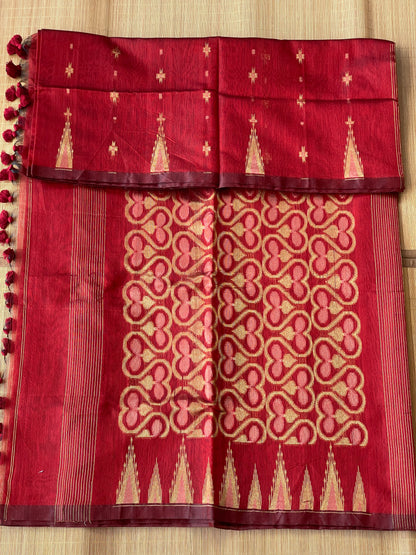 Maroon Dual Zari Cotton Silk Saree