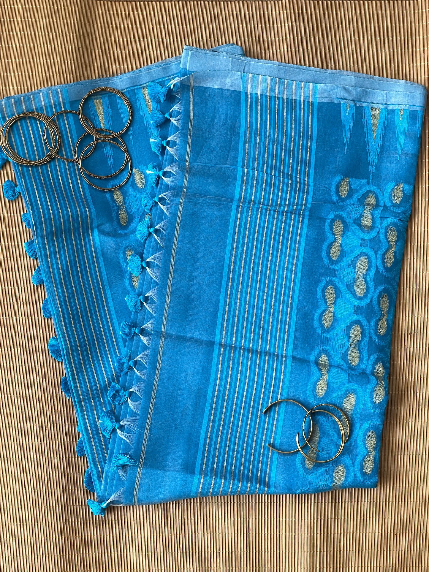 Firozi Cotton Silk Saree