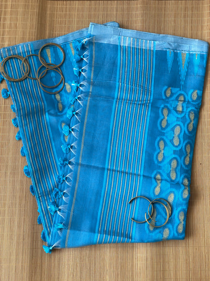 Firozi Cotton Silk Saree