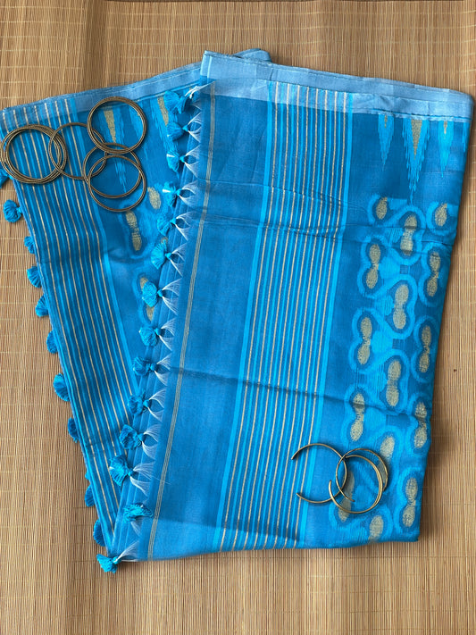 Firozi Cotton Silk Saree