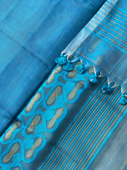 Firozi Cotton Silk Saree