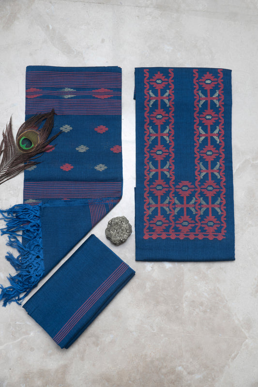 Blue Handwoven Mul Jamdani
