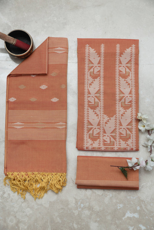 Saffron Handwoven Mul Jamdani