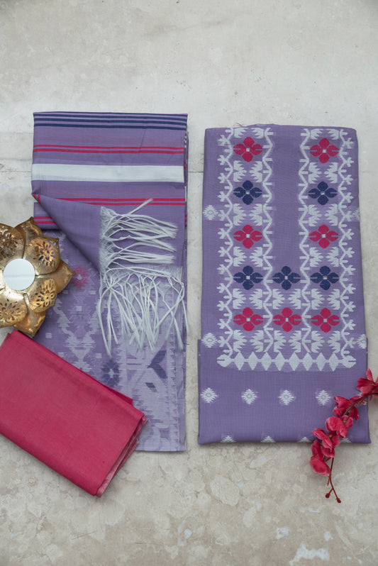 Purple Premium Cotton Silk Suit