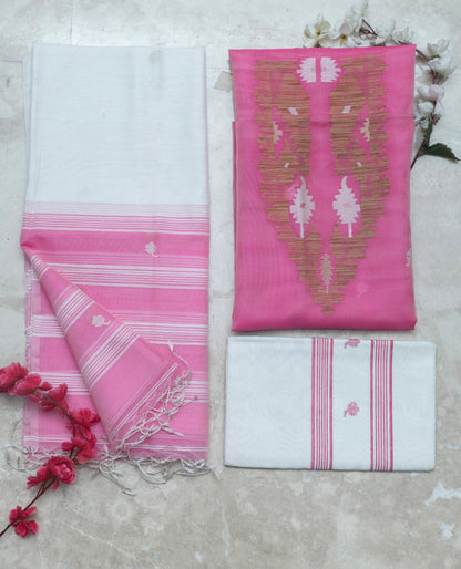 Rose Pink & Ivory Organza Suit