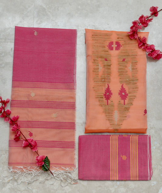 Coral & Blush Pink Mulmul Suit